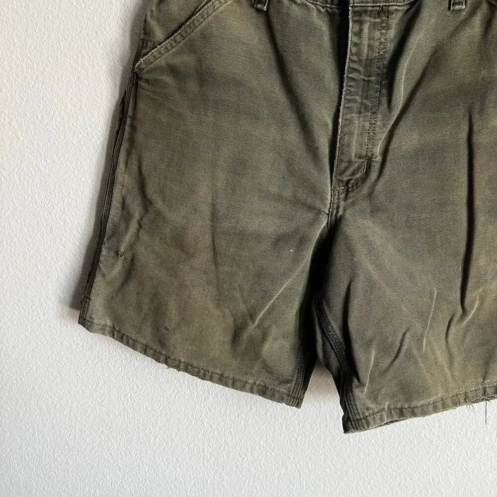 Carhartt WU1966 green faded work wear carpenter shorts